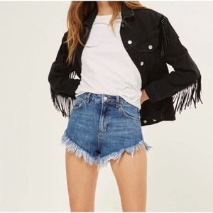 Topshop Moto Kiri High Waist Denim Cut Off Shorts